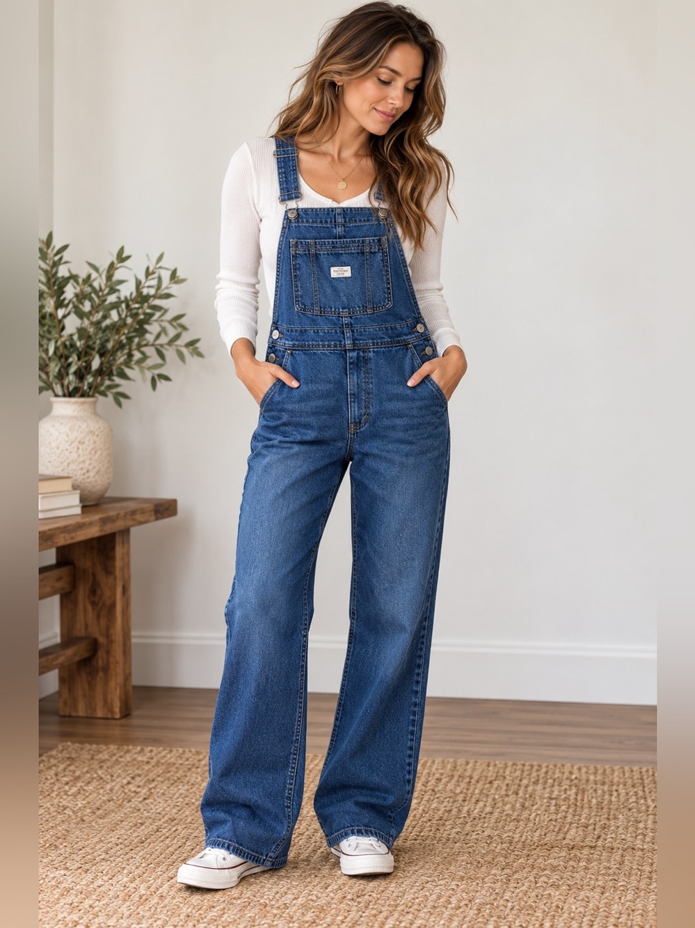 Levi’s Vintage Denim Overalls Women L Dark Wash Straight Leg 85315-0036